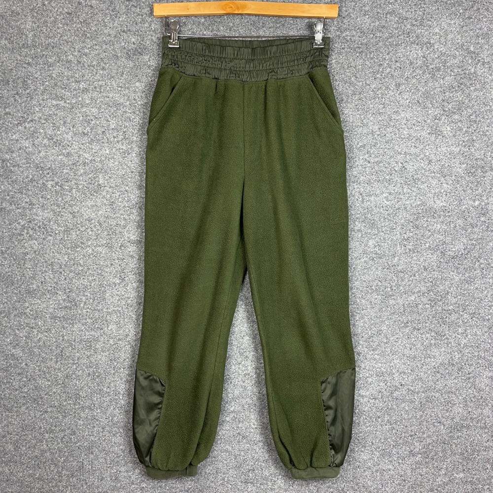 FP Movement Fleece Joggers Womens Small Green Excellent High Rise Mixed Media